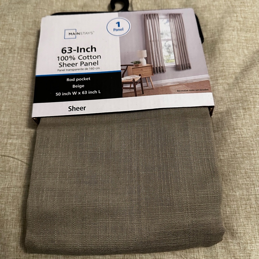 MainStays 63 Inch 100% Cotton Sheer Panel
